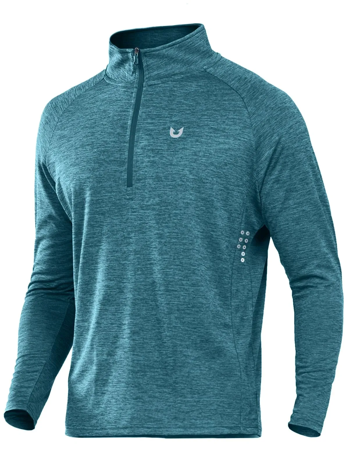NORTHYARD Men's Running Shirt Long Sleeve Quarter Zip Pullover Moisture Wicking Quick Dry Athletic Workout Shirts Darkgreenheather