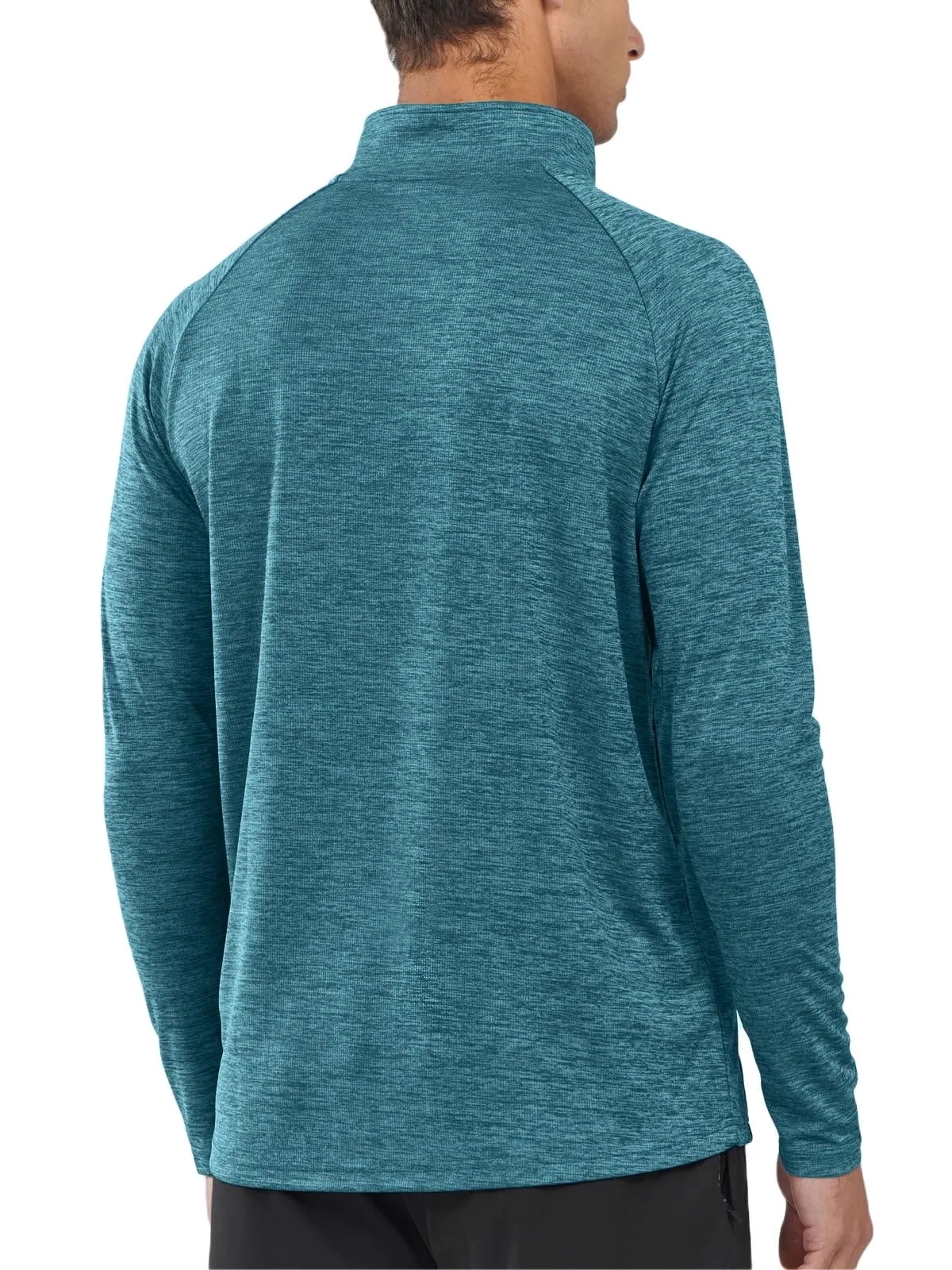 NORTHYARD Men's Running Shirt Long Sleeve Quarter Zip Pullover Moisture Wicking Quick Dry Athletic Workout Shirts Darkgreenheather