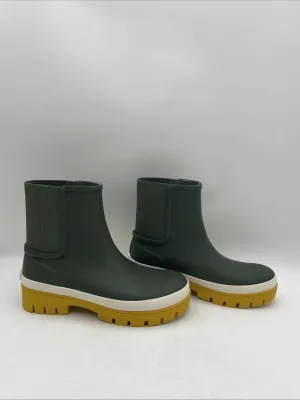 NWB Tory Burch Women’s Hurricane Pull On Lug Sole Rain Boots Green Size 9M