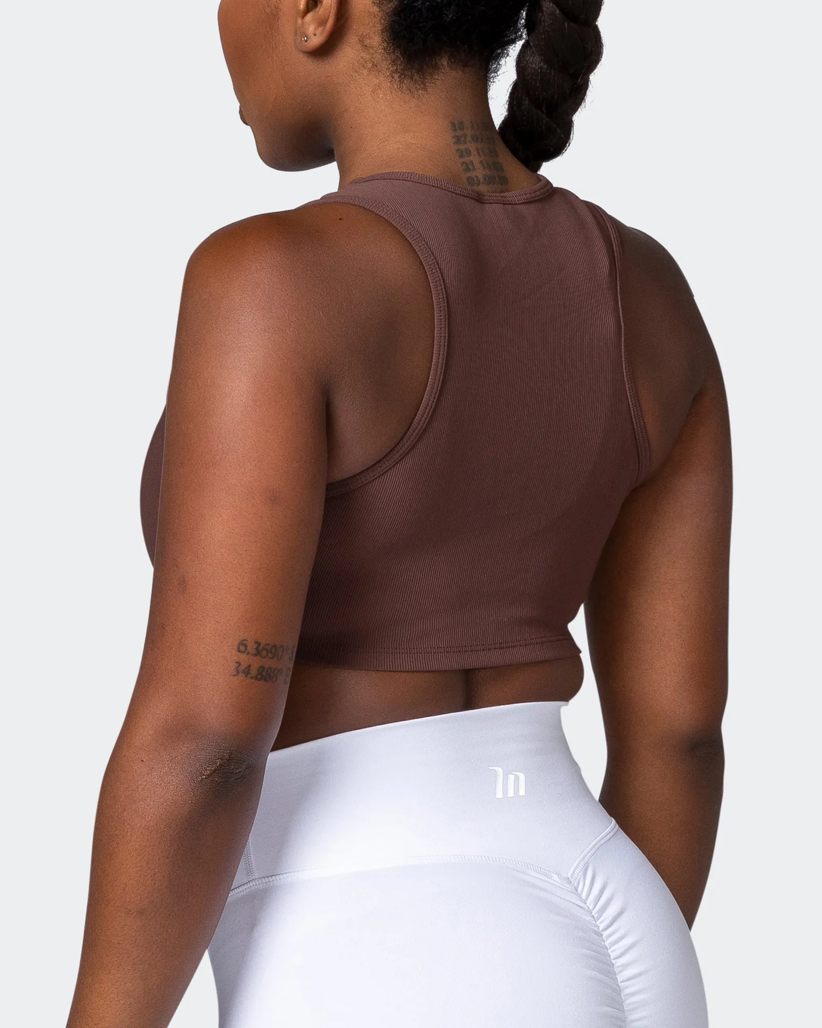 Off Duty Rib Cropped Tank - Coffee