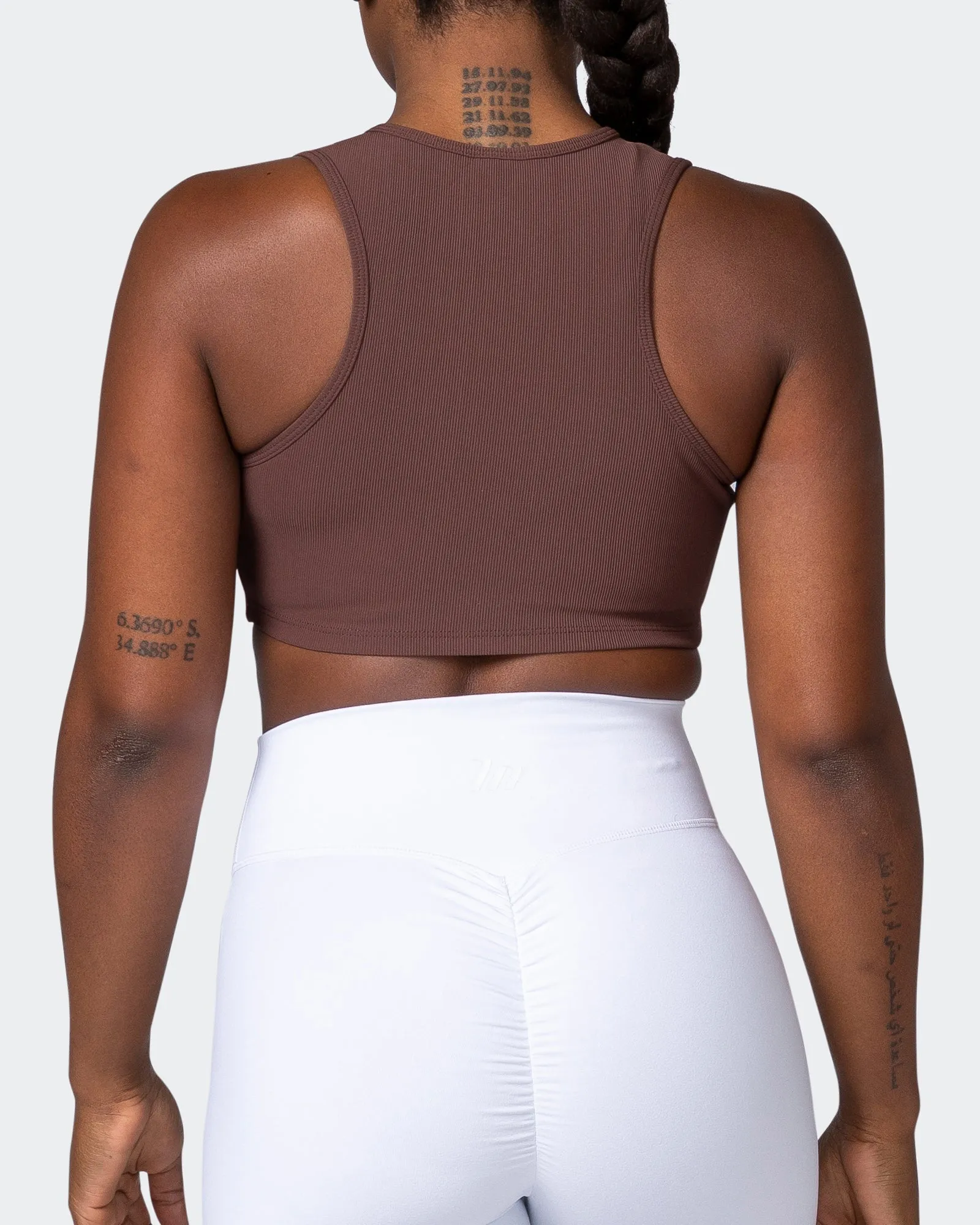 Off Duty Rib Cropped Tank - Coffee