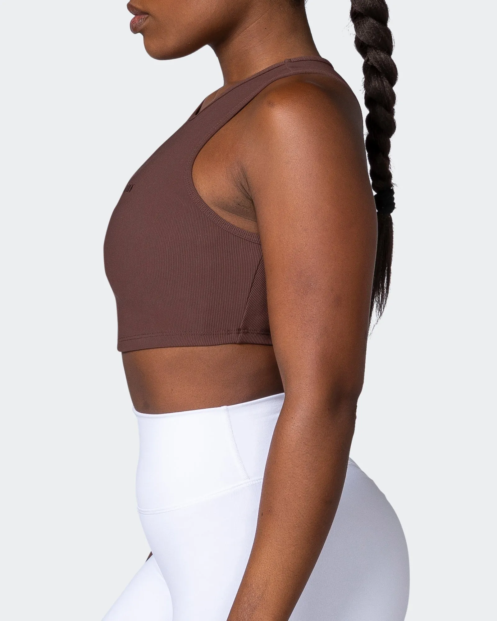 Off Duty Rib Cropped Tank - Coffee