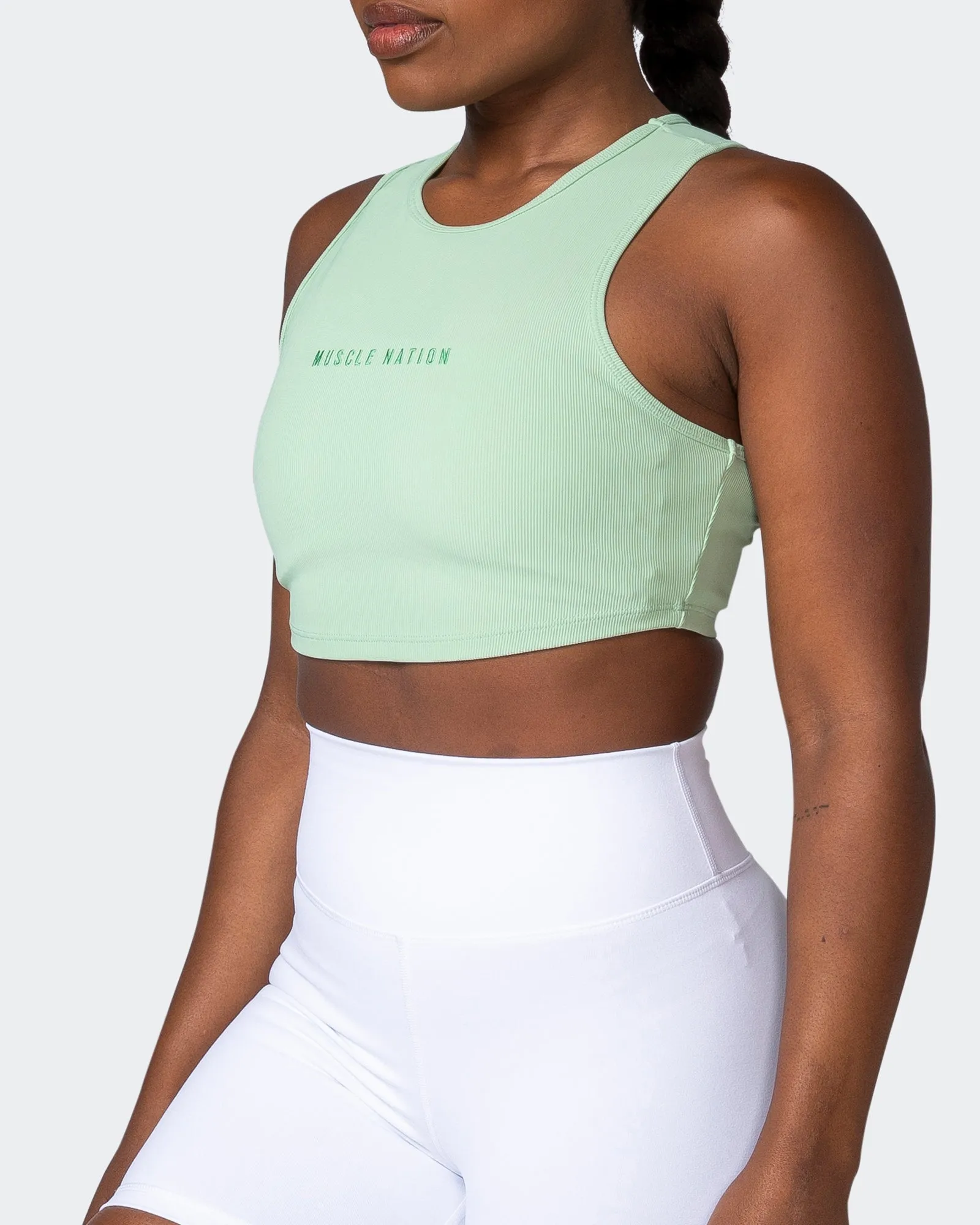 Off Duty Rib Cropped Tank - Pastel Green