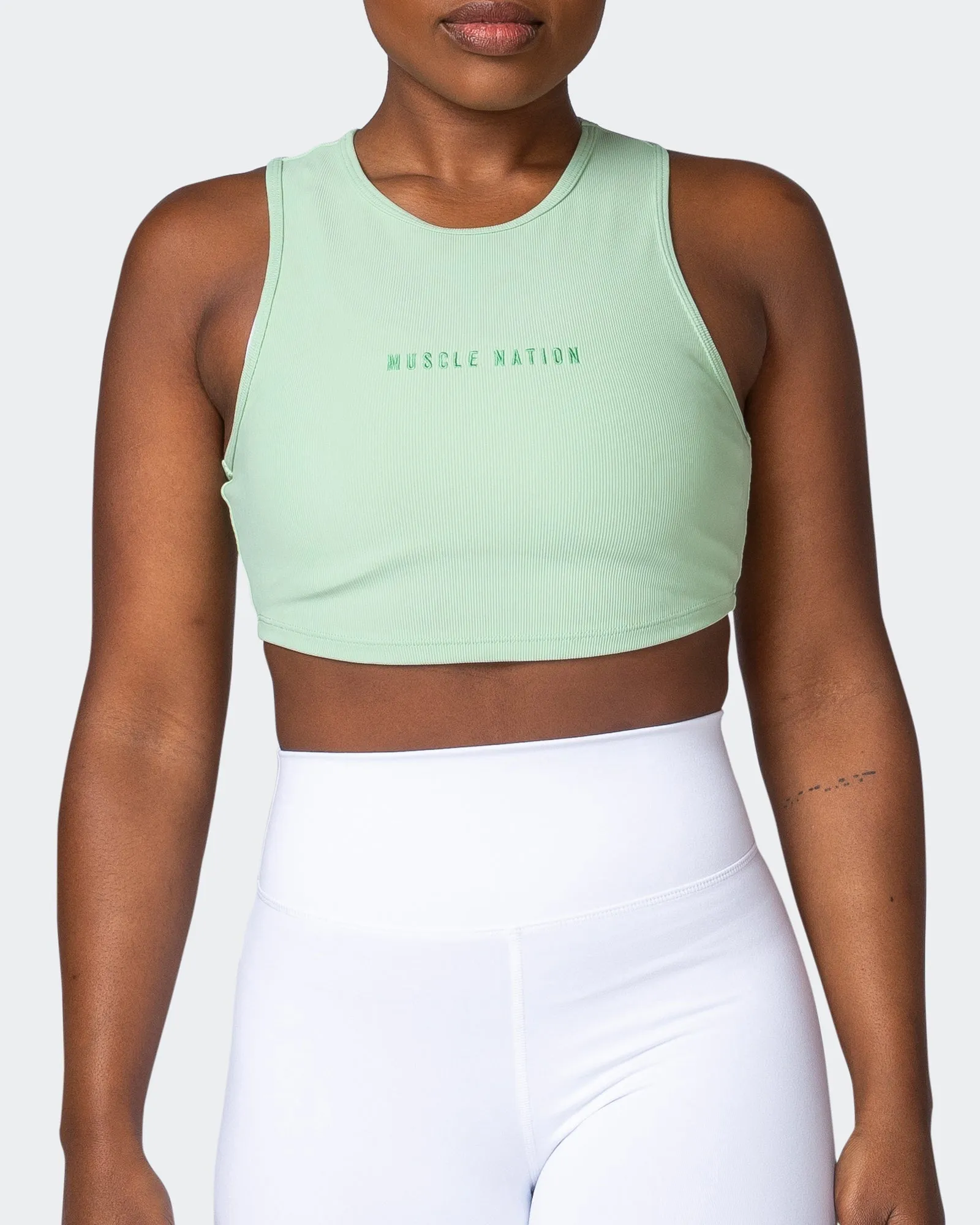 Off Duty Rib Cropped Tank - Pastel Green