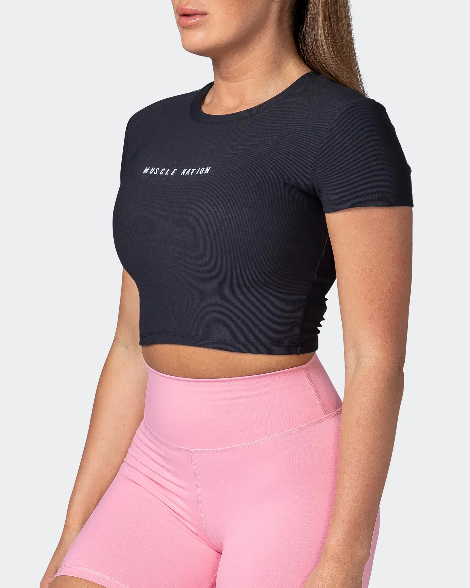 Off Duty Rib Cropped Tee - Black