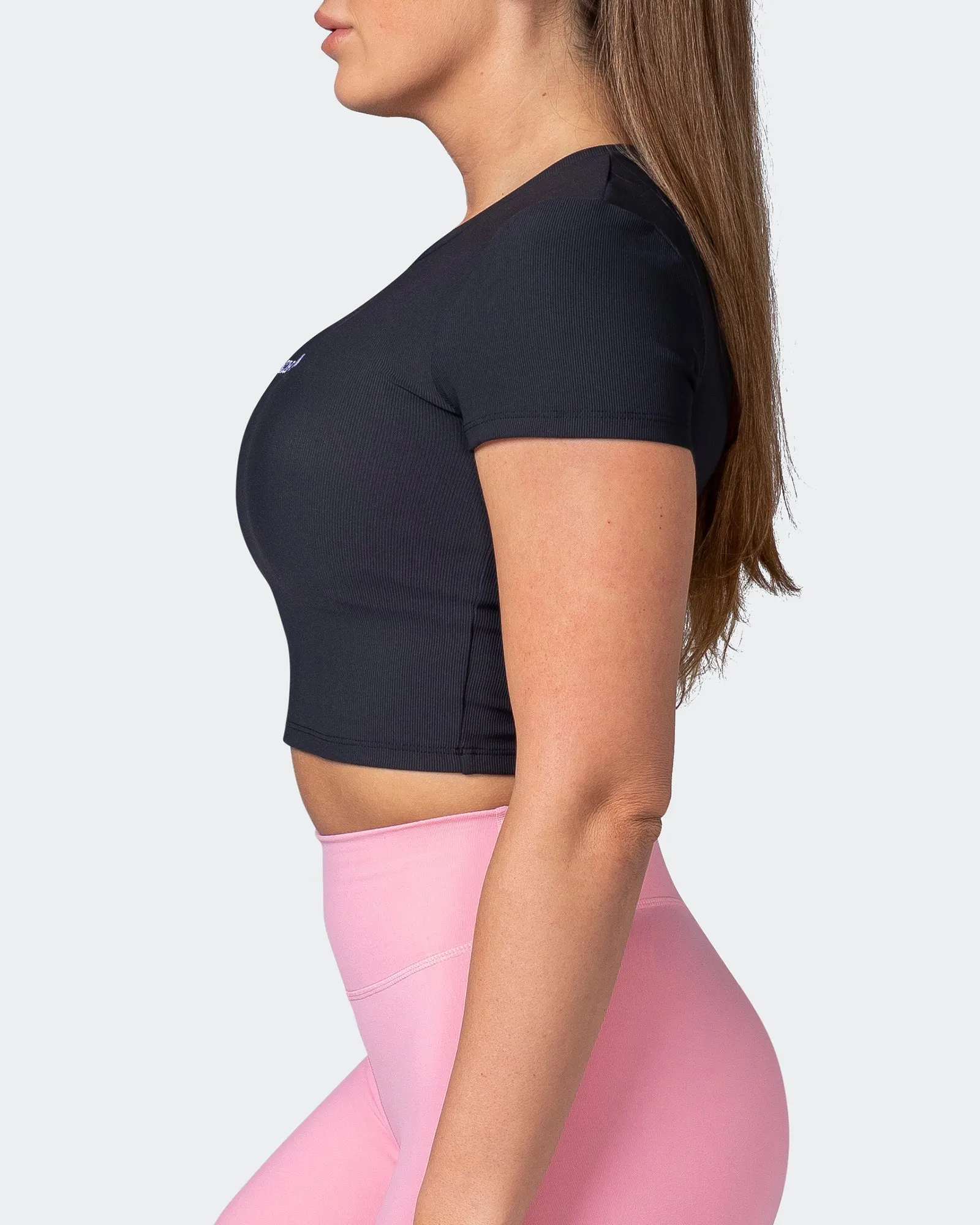 Off Duty Rib Cropped Tee - Black