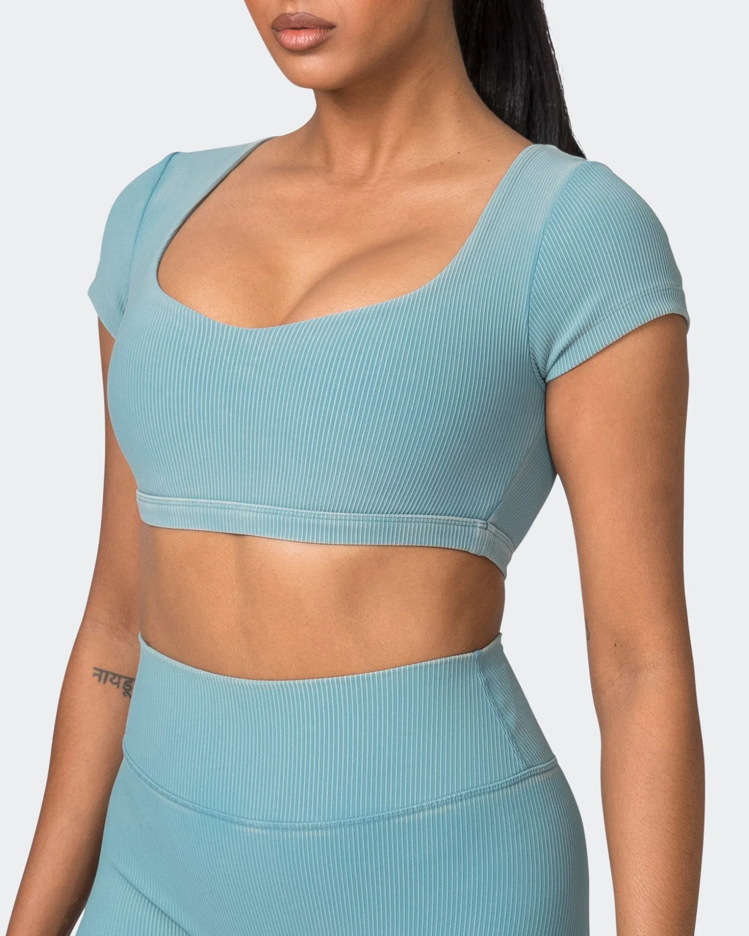 On Point Vintage Rib Bra - Washed Harbour