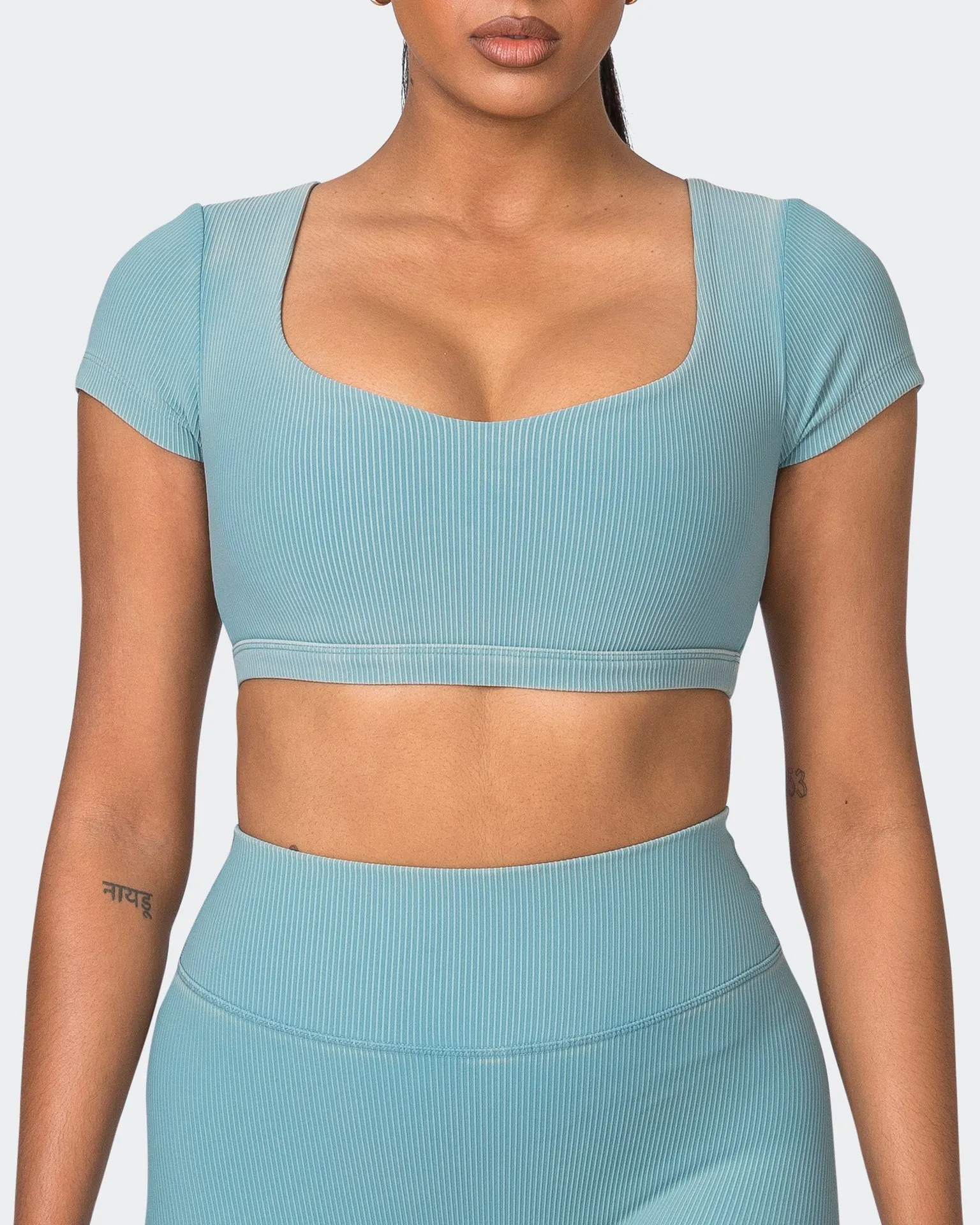 On Point Vintage Rib Bra - Washed Harbour