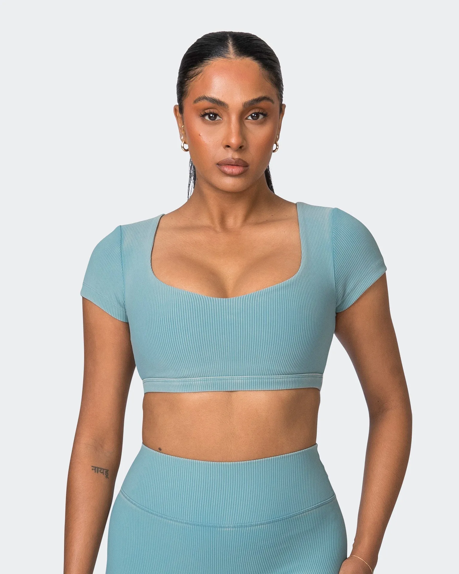 On Point Vintage Rib Bra - Washed Harbour