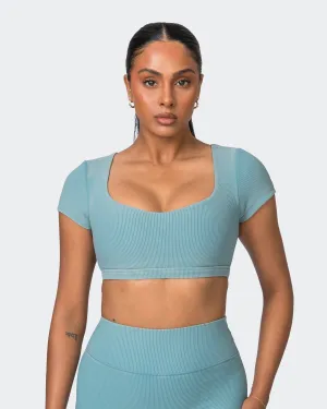 On Point Vintage Rib Bra - Washed Harbour