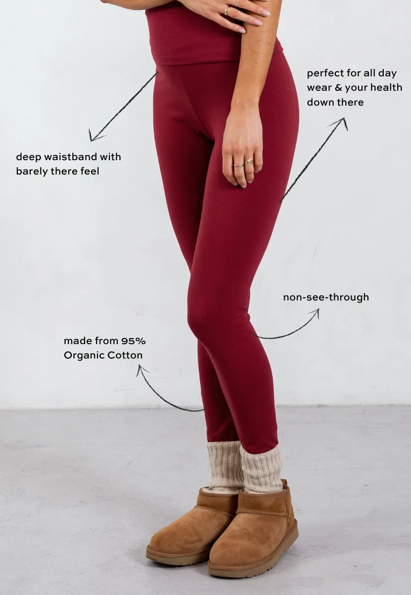 Organic Cotton Leggings, Ruby Wine