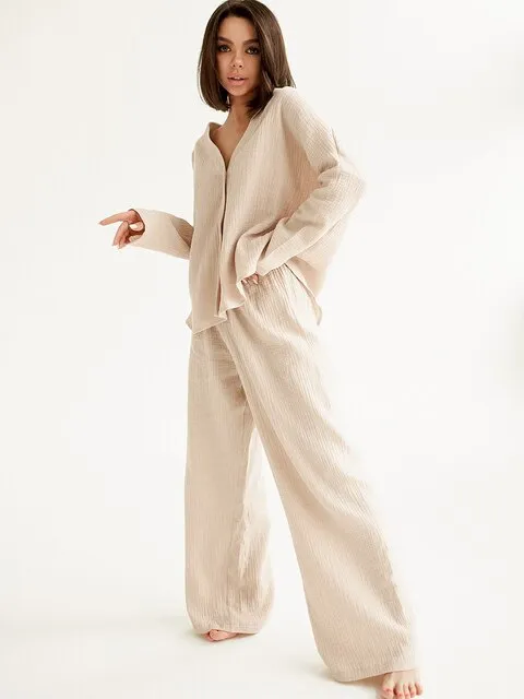Oversized Cotton Loungewear Pants and Sweater
