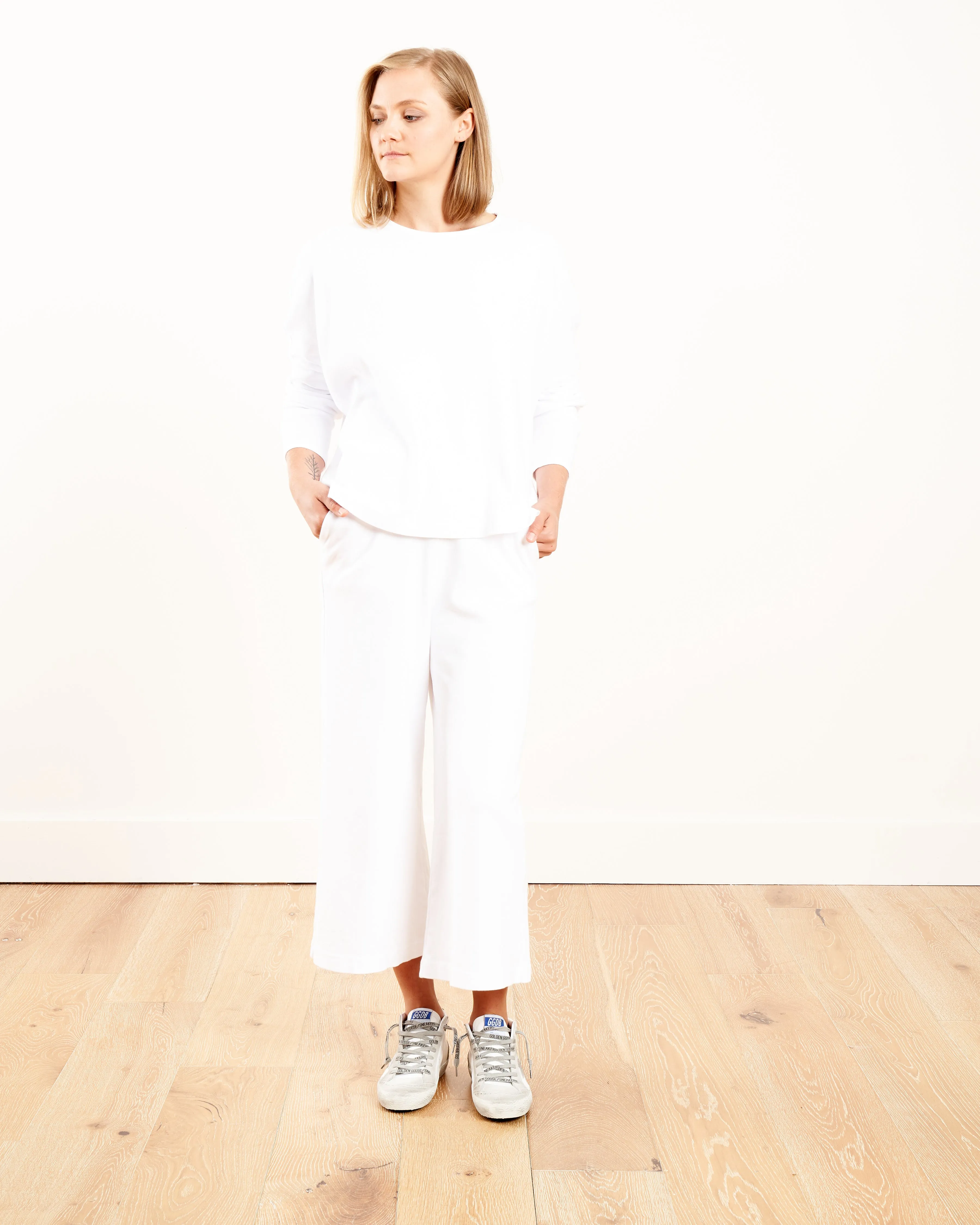oversized cropped pullover - white