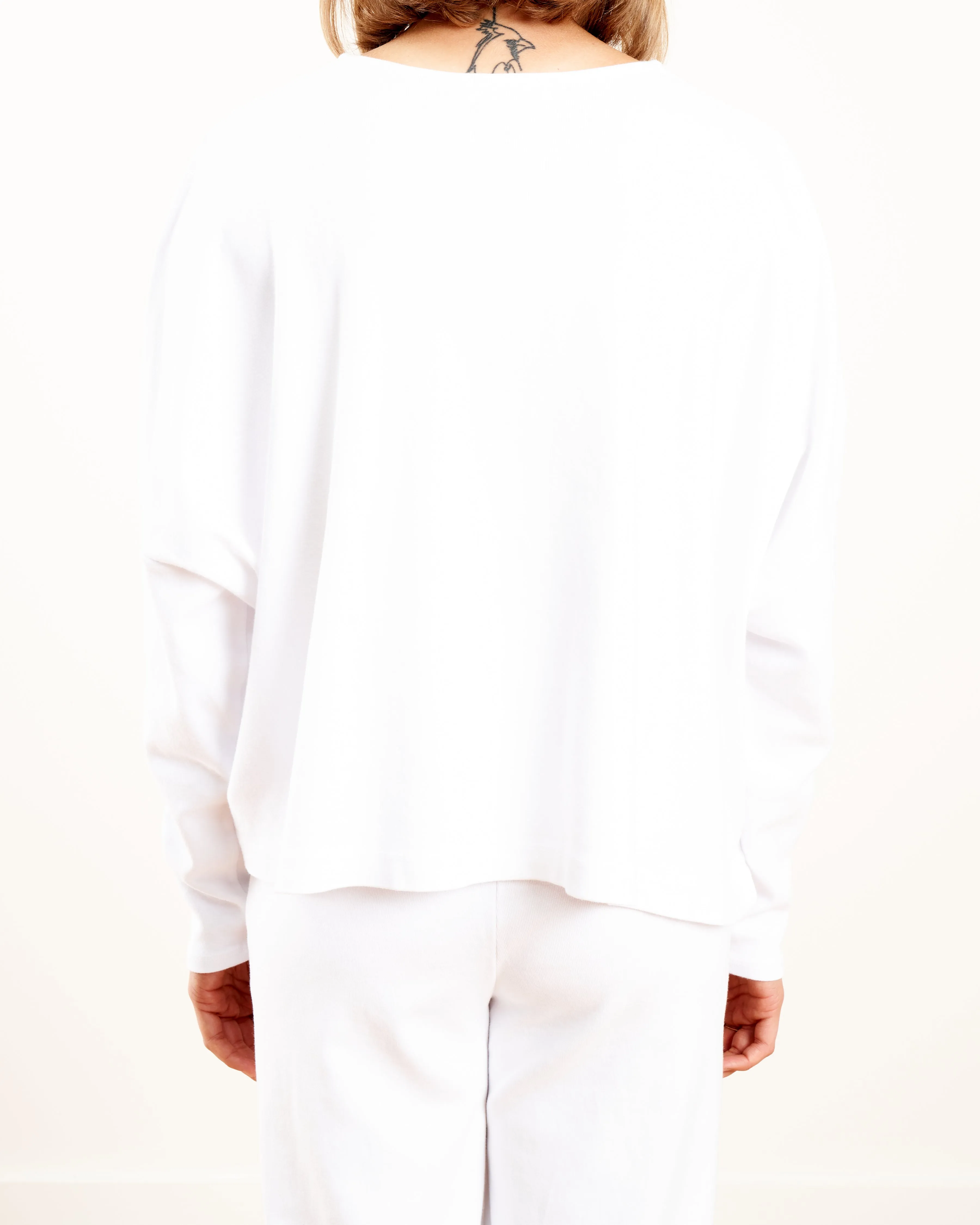oversized cropped pullover - white