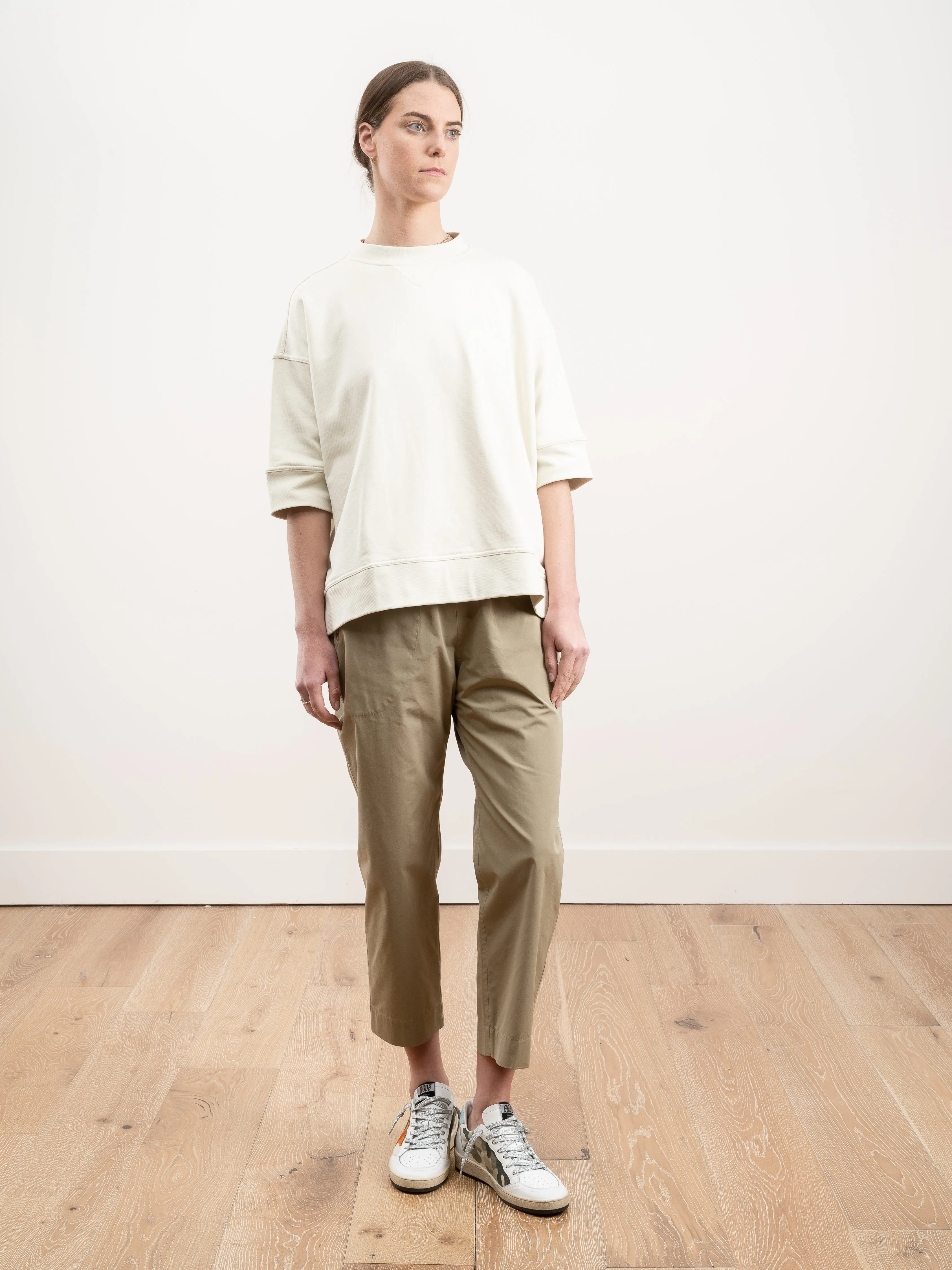 oversized short sleeve sweatshirt - knit chalk