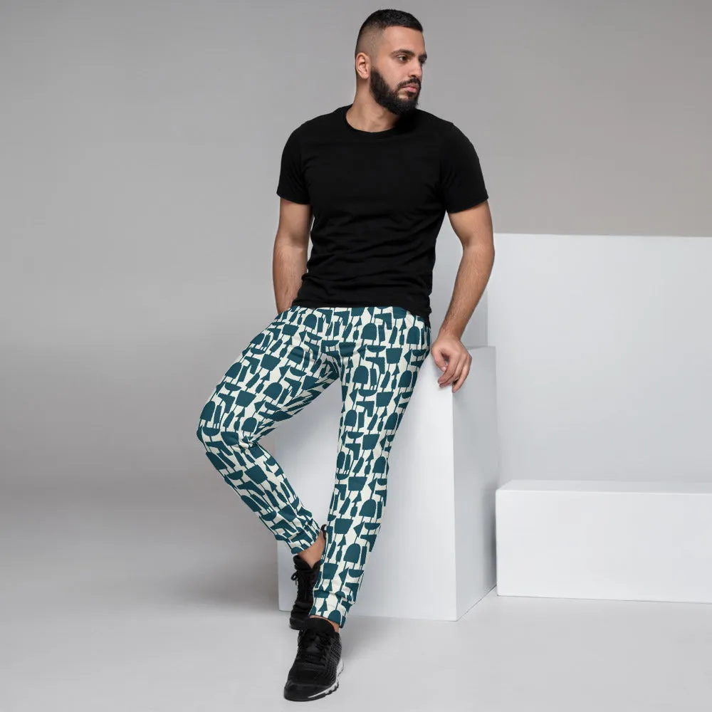 Patterned Men's Joggers | Blue and White Forever Connected