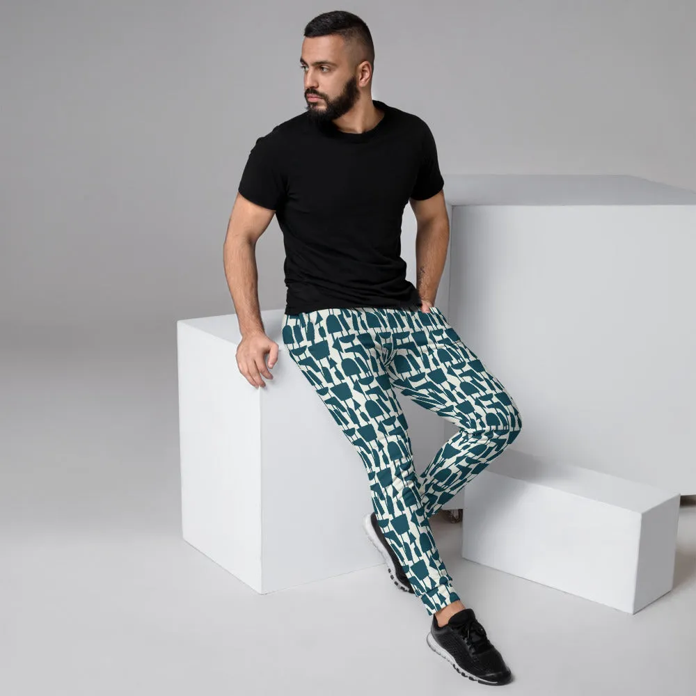 Patterned Men's Joggers | Blue and White Forever Connected