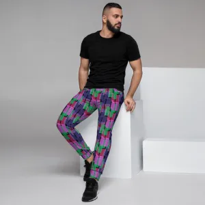 Patterned Men's Joggers | Purple | Mid Century Geometric