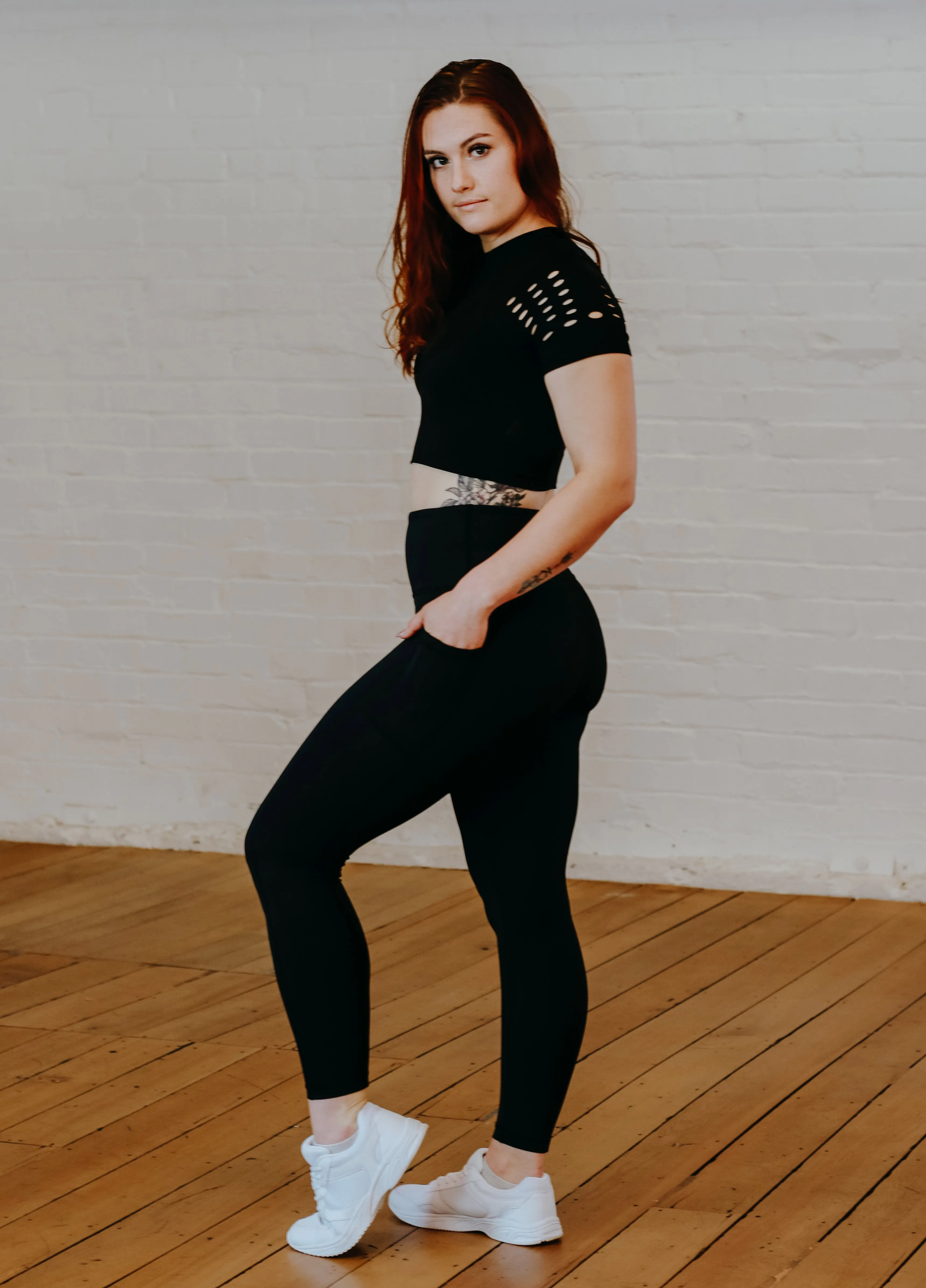 Peach Builder Black Staple Tights