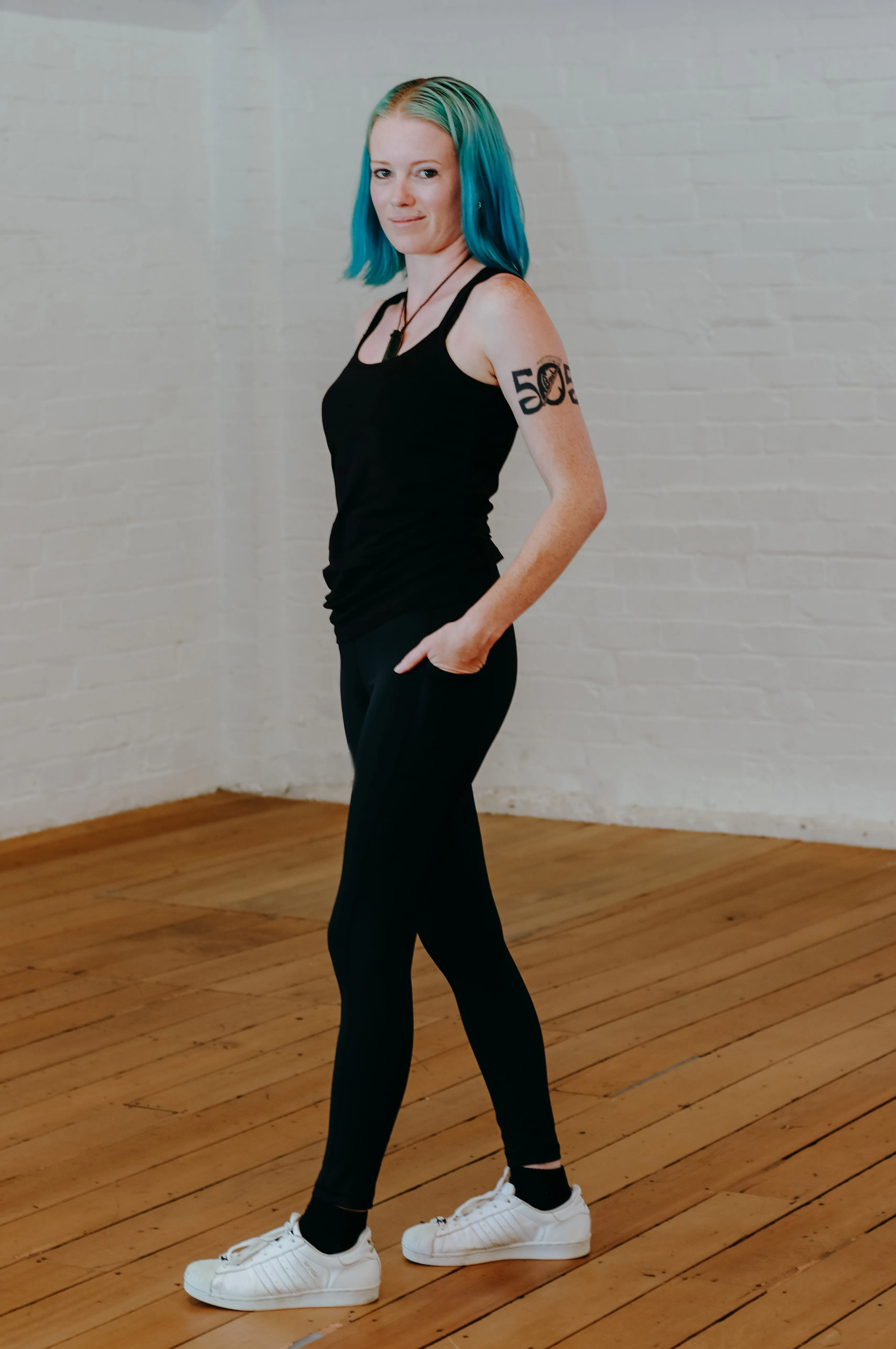 Peach Builder Black Staple Tights