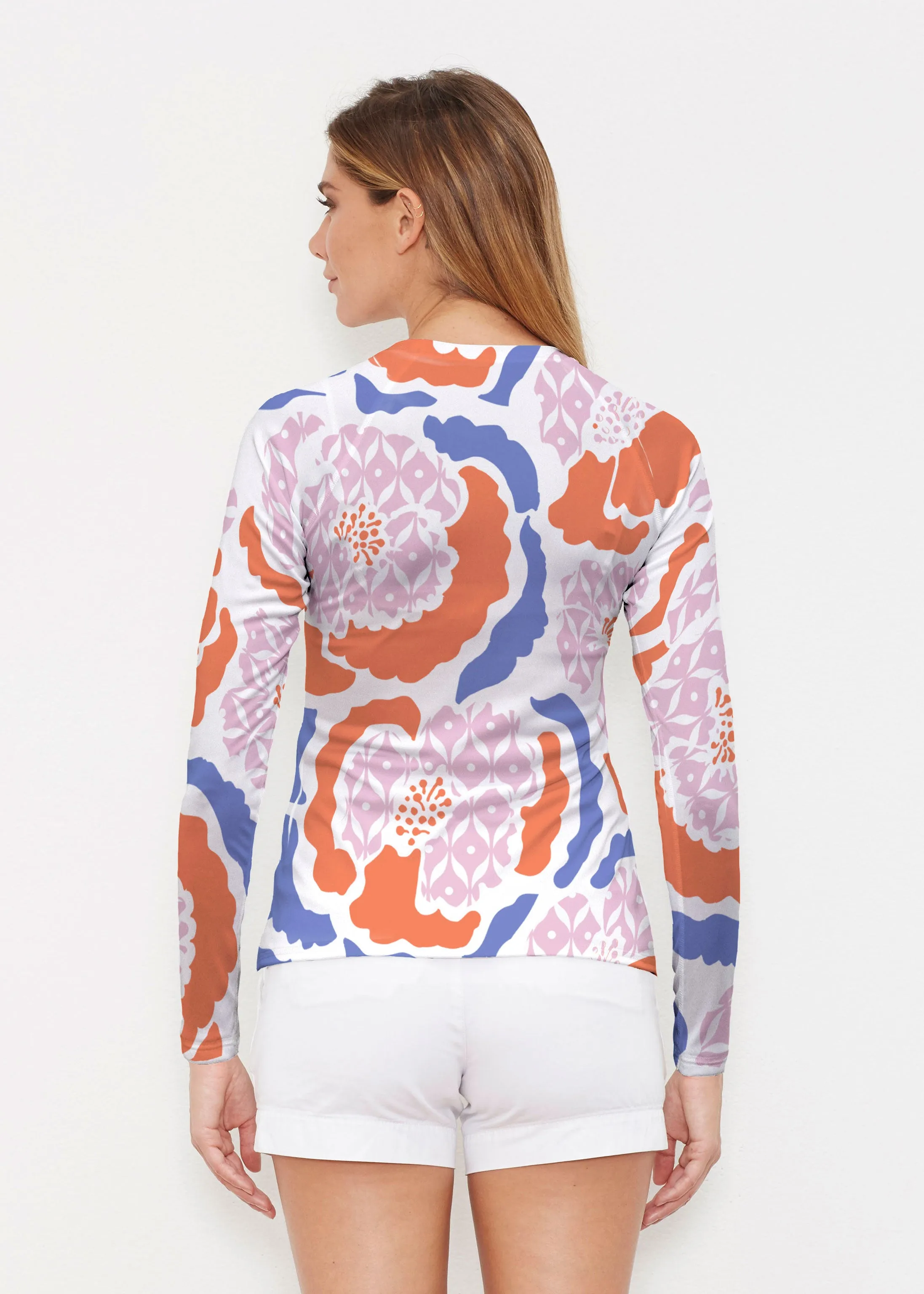 Peonies Pink (8074) ~ Long Sleeve Rash Guard