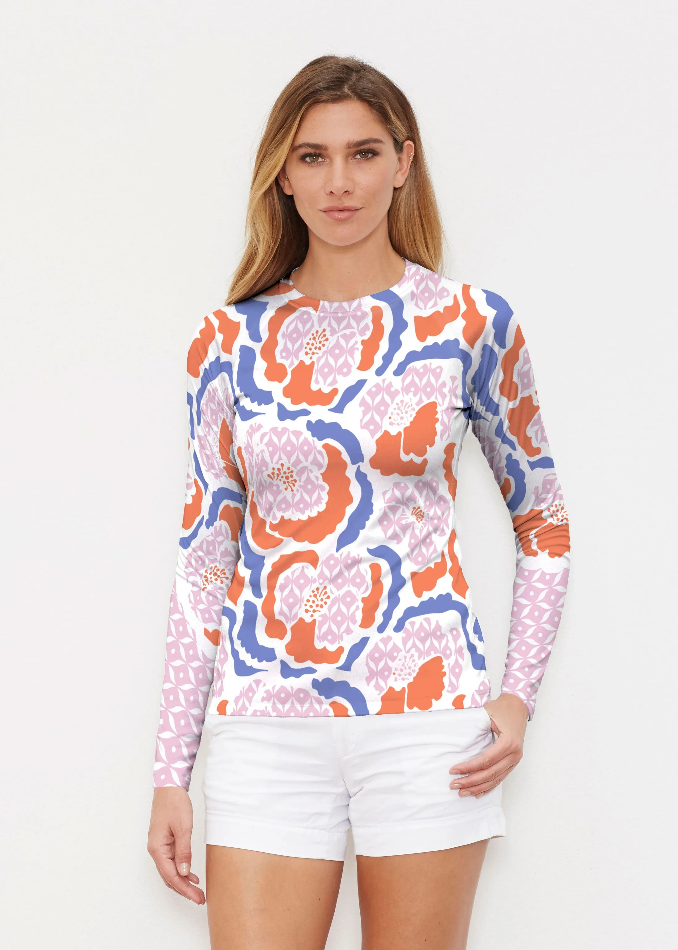 Peonies Pink (8074) ~ Long Sleeve Rash Guard
