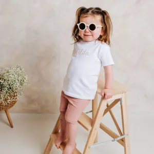 Personalised Tshirt and Dusty Pink Cycling Short Set