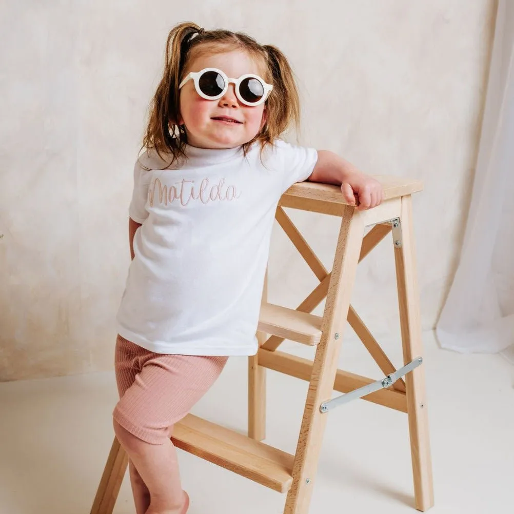 Personalised Tshirt and Dusty Pink Cycling Short Set