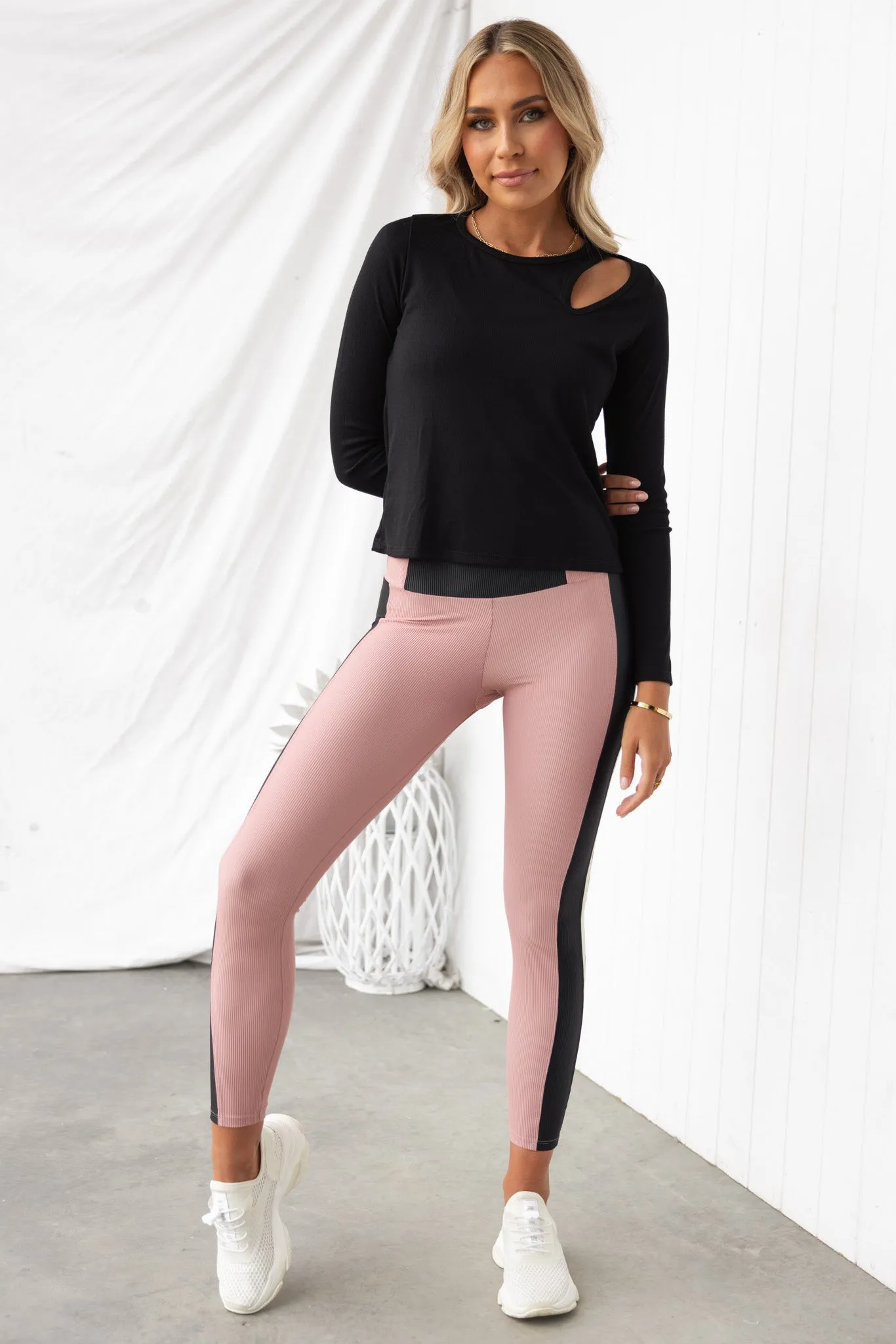 Pilates Core Rib Top - Black