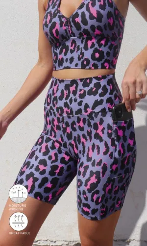 Pink Leopard Midi Shorts with Pockets