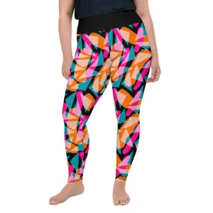 Plus Size Leggings, Geometric Memphis Shadows