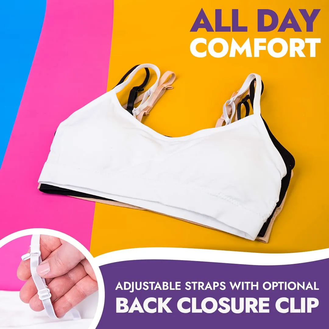 Popular Girls Padded Training Bra Pack – Crop Cami Training Bras for Girls. Seamless Bra Design with Removable Padding