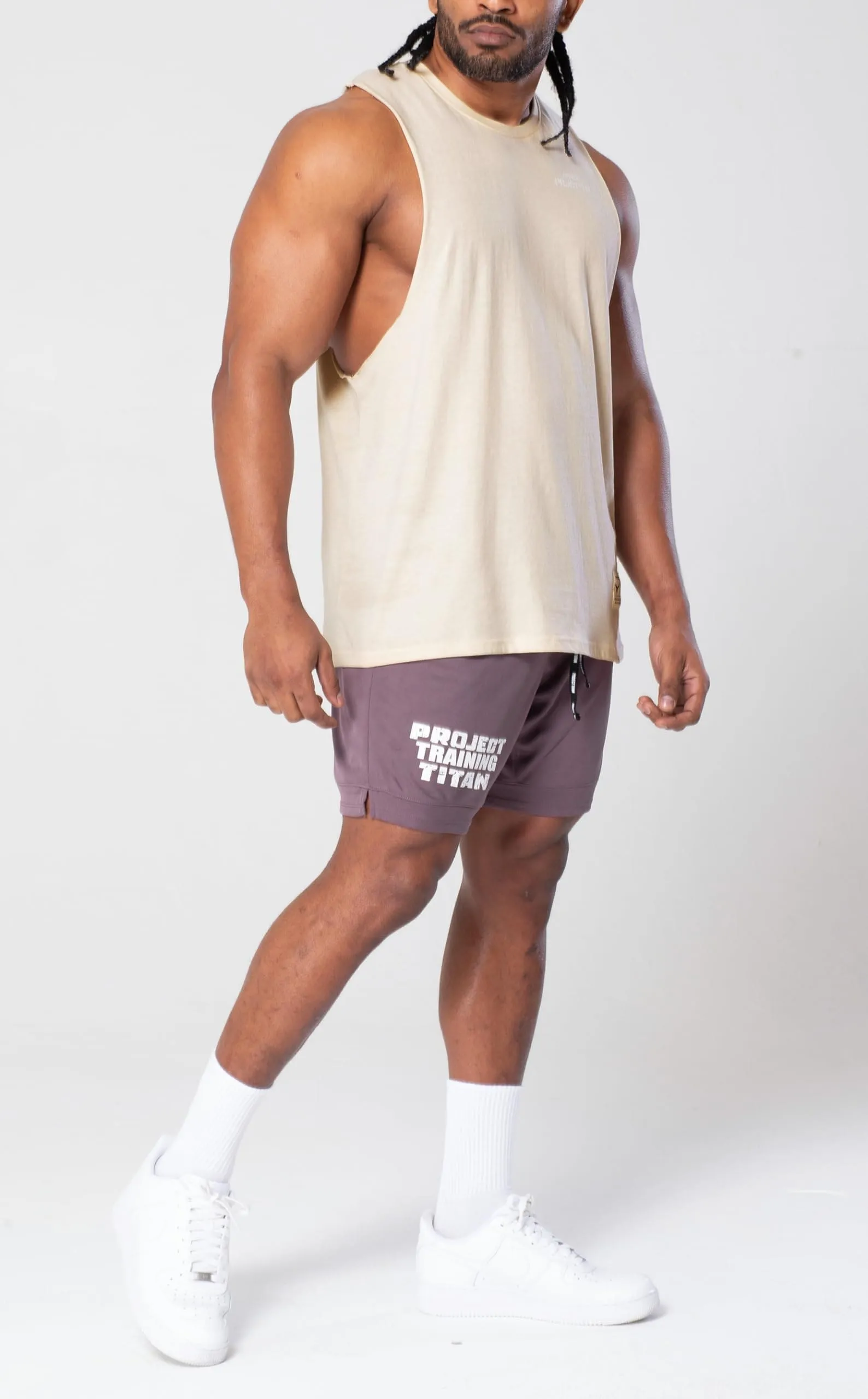 Project Titan Men's Icon Workout Drop Arm Tank Top Cut Off Sleeveless Gym Shirt