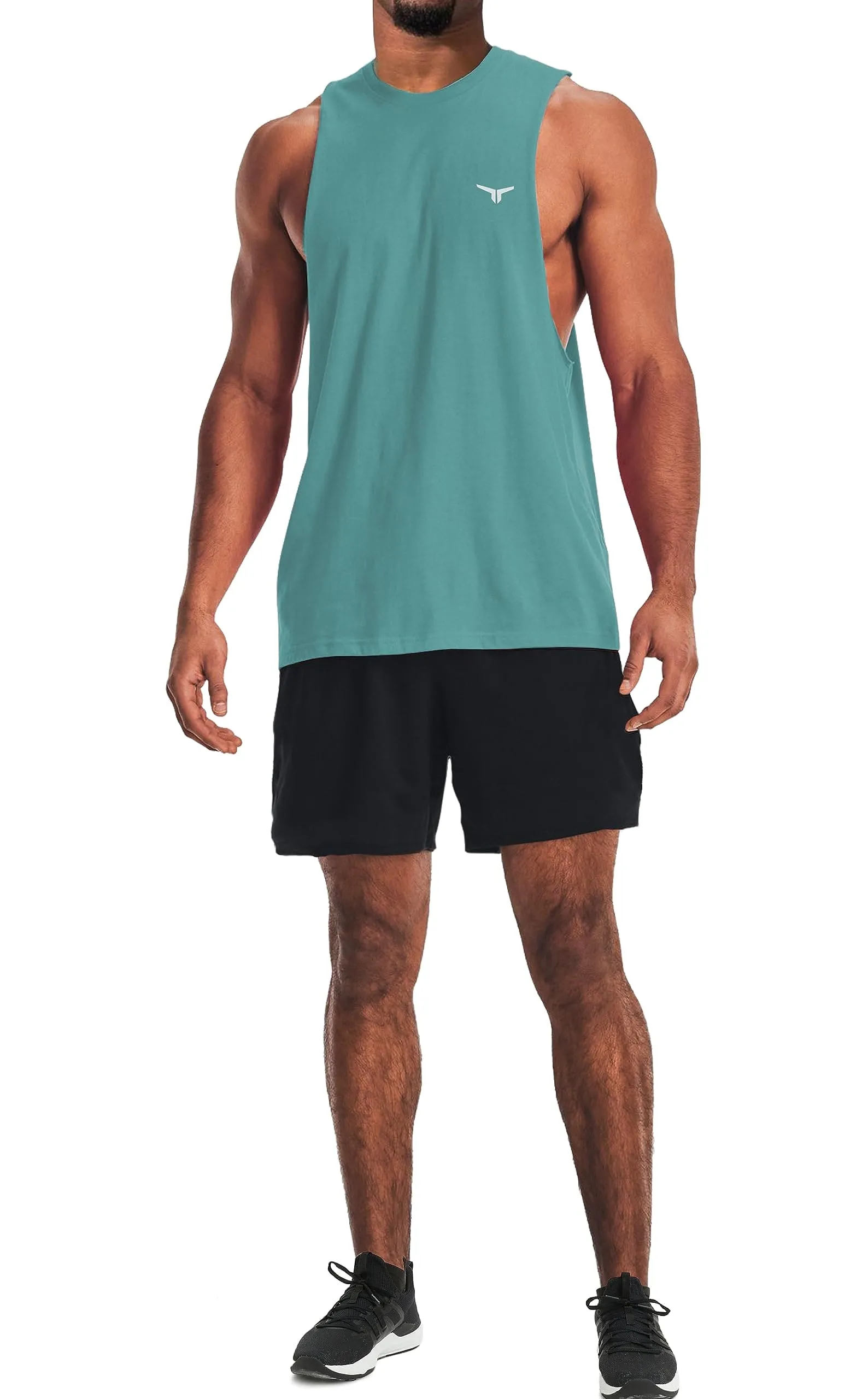 Project Titan Men's Workout Drop Arm Tank Top Cut Off Sleeveless Gym Shirt