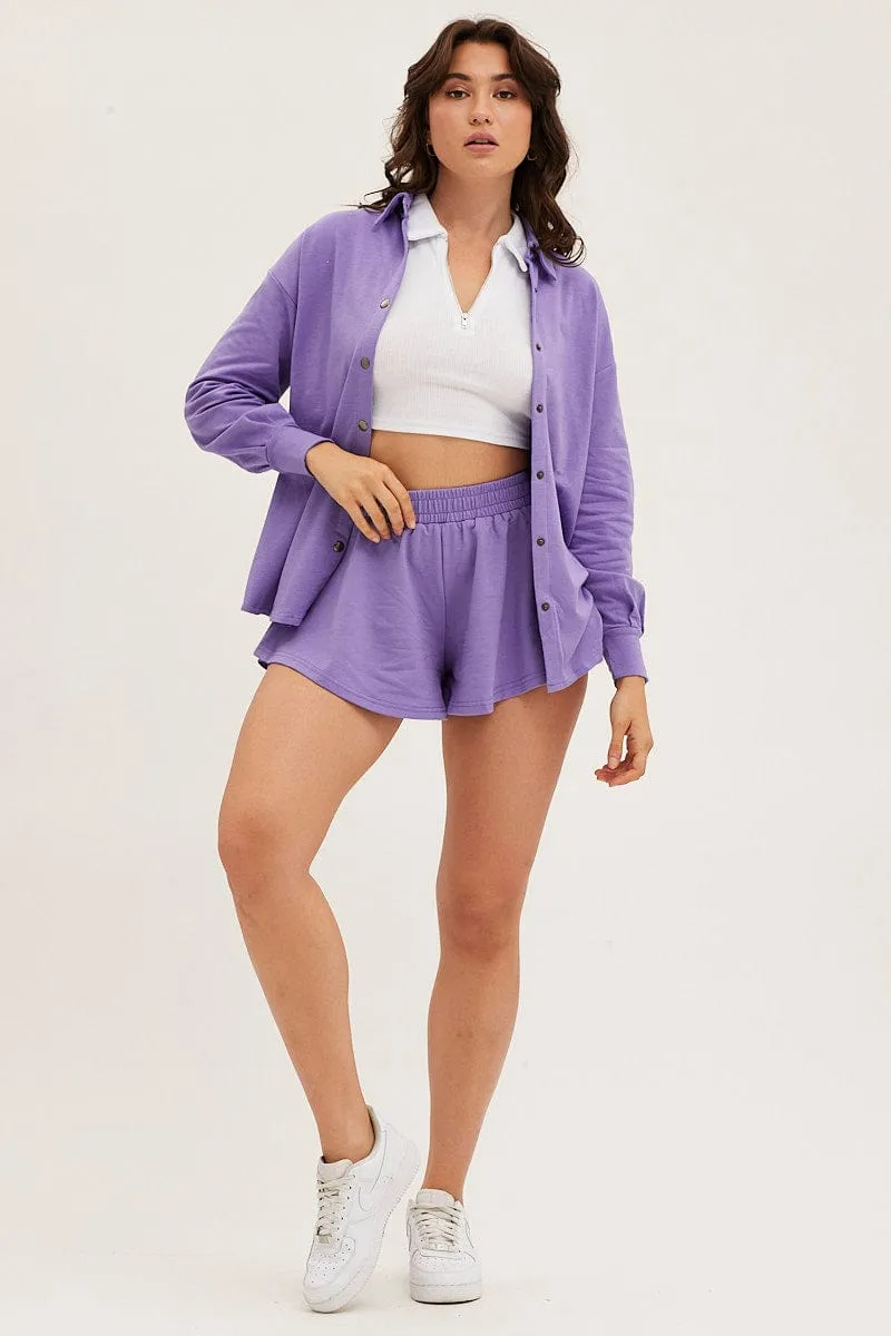 Purple Oversized Shirt Loungewear