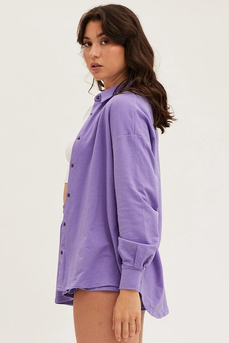 Purple Oversized Shirt Loungewear