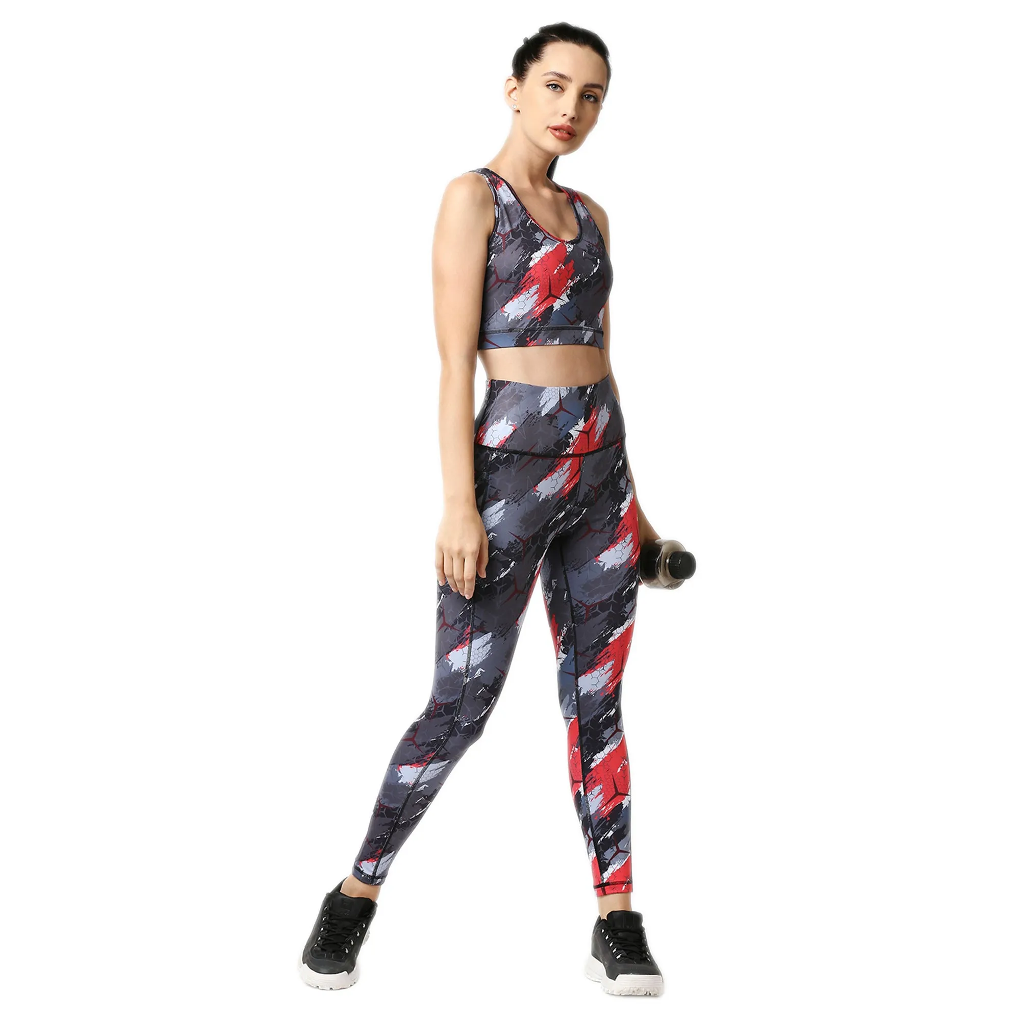 Quick-Dry Printed Sports Bra & High Waist Legging Set