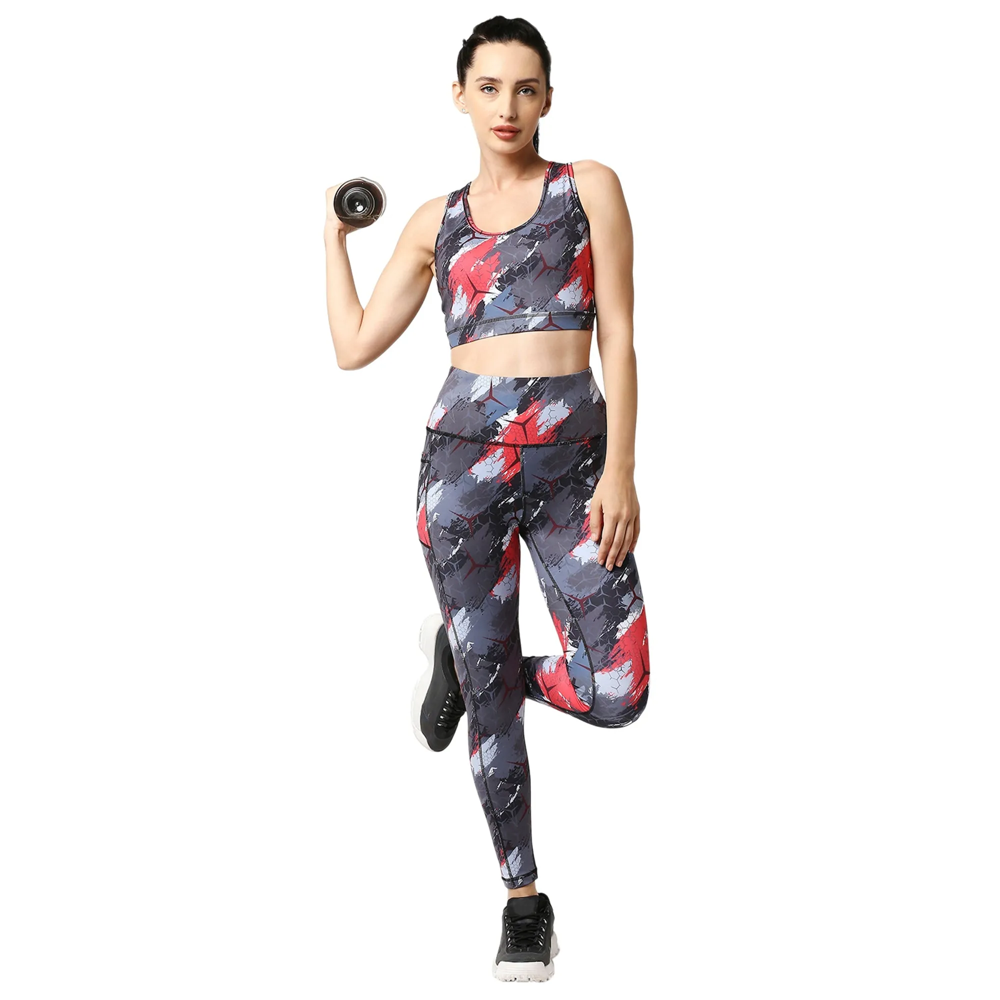 Quick-Dry Printed Sports Bra & High Waist Legging Set