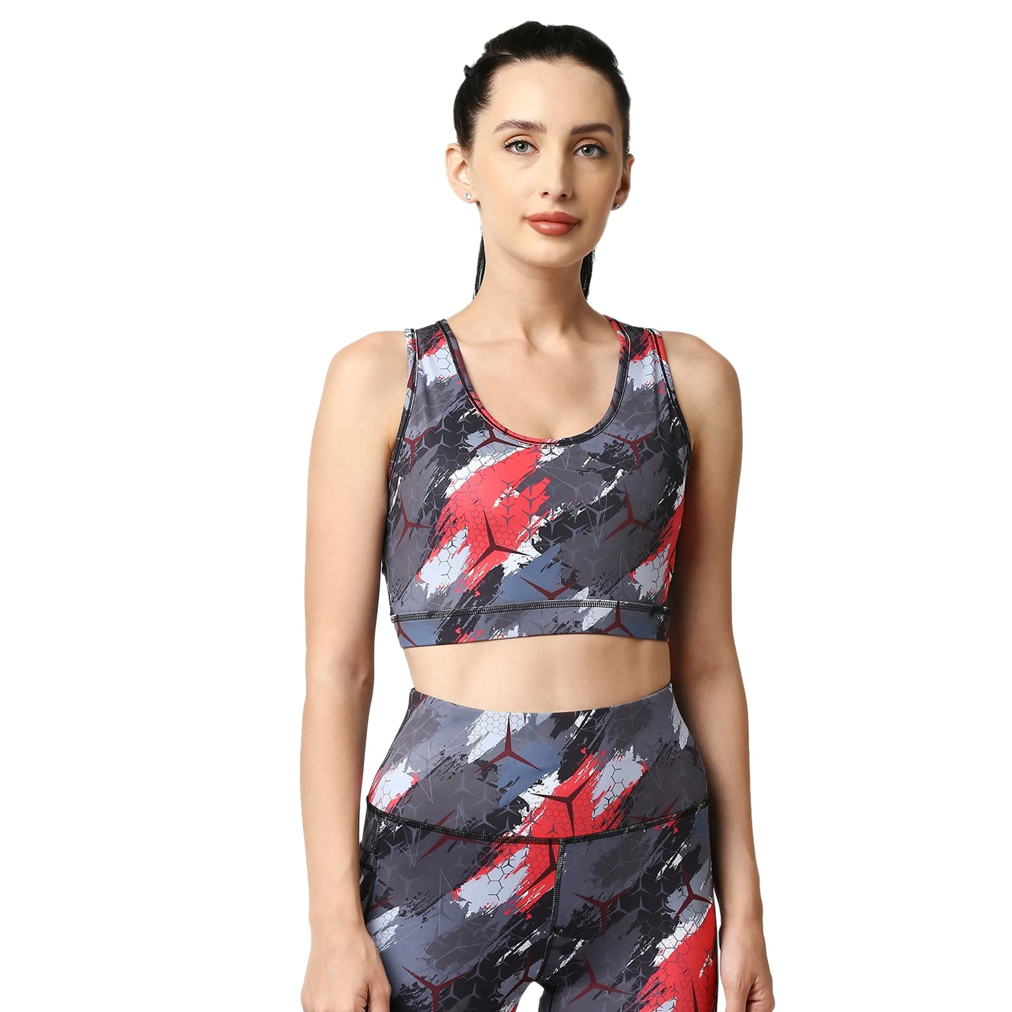 Quick-Dry Printed Sports Bra & High Waist Legging Set