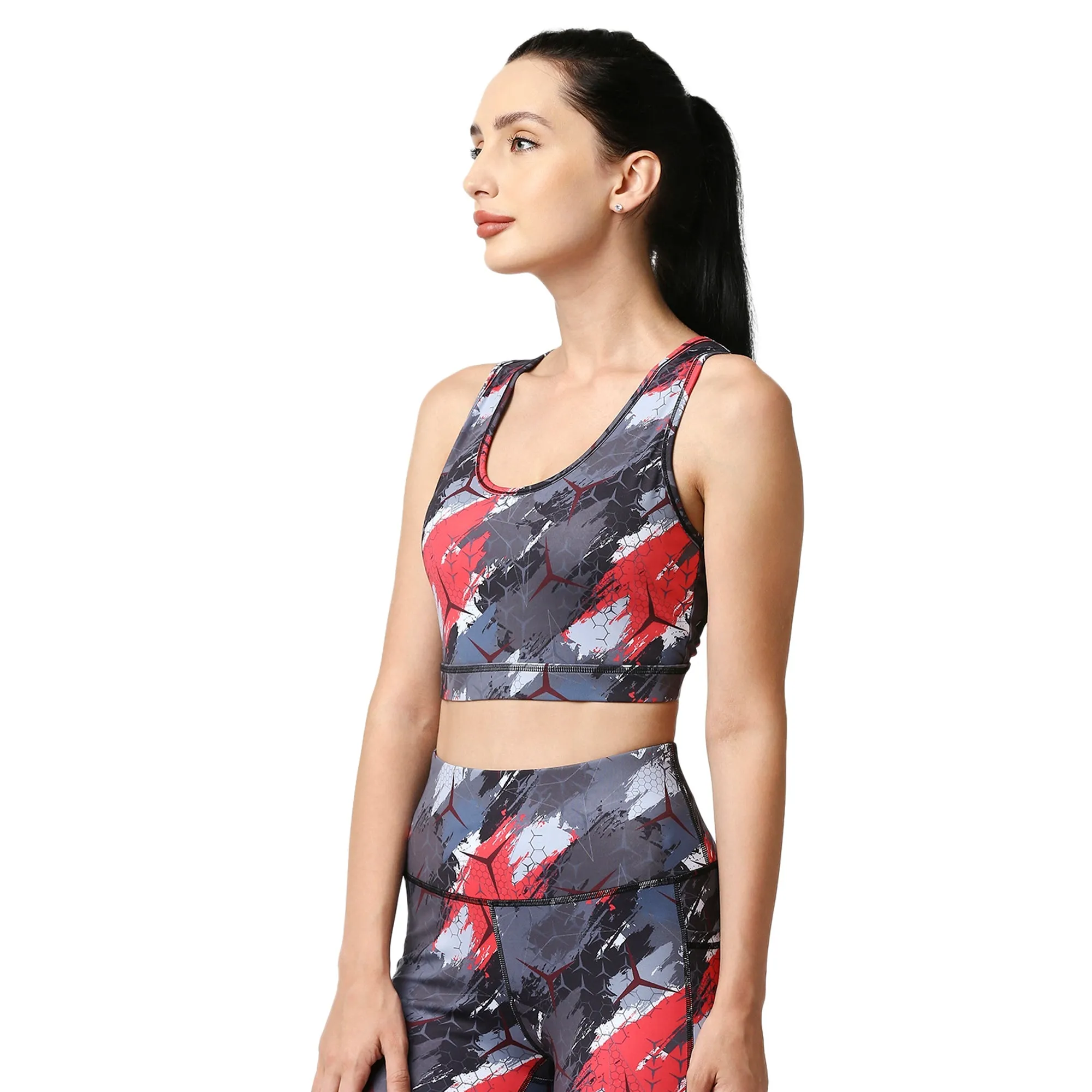 Quick-Dry Printed Sports Bra & High Waist Legging Set