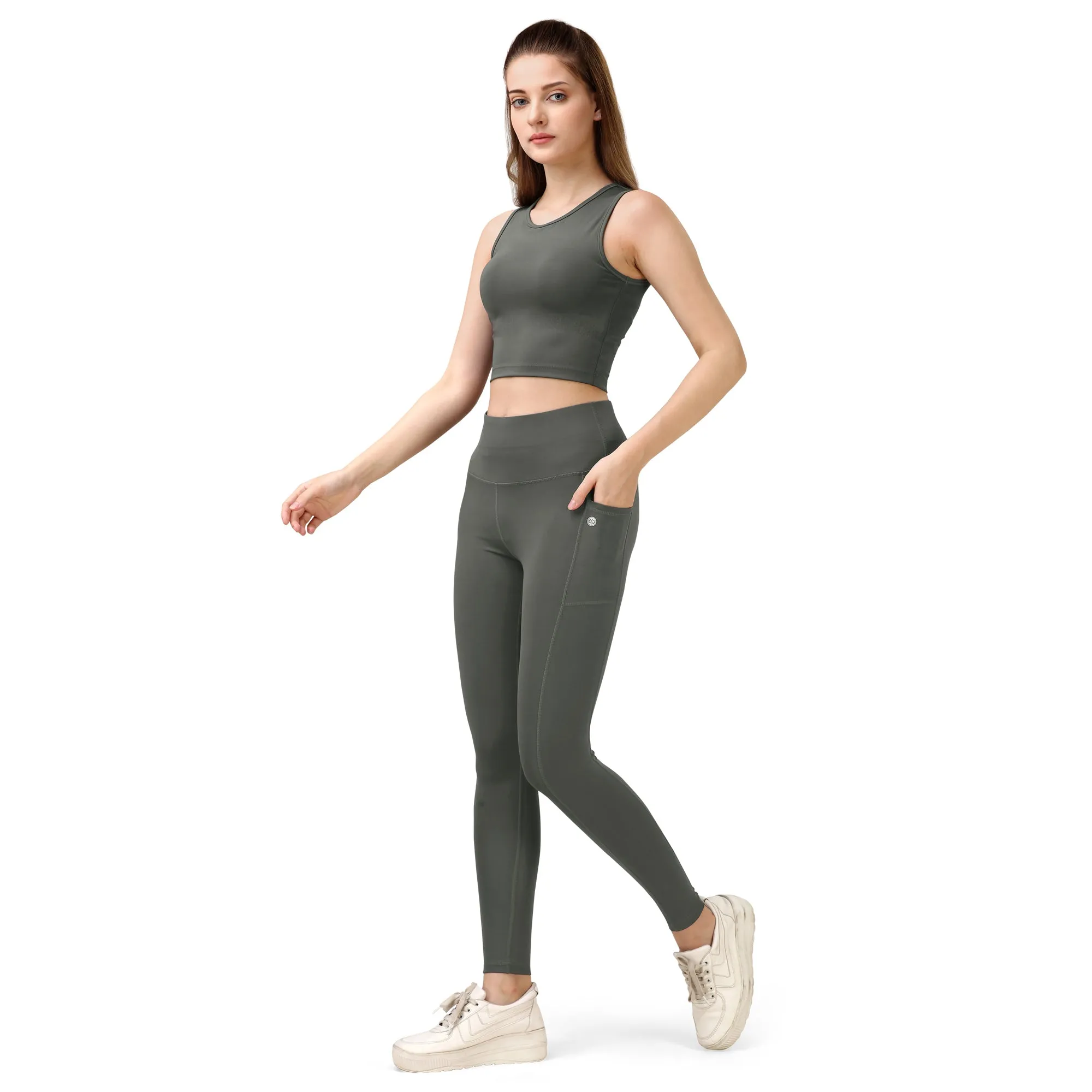 Quick-Dry Sleeveless Crop Top & High-Waist Legging Set