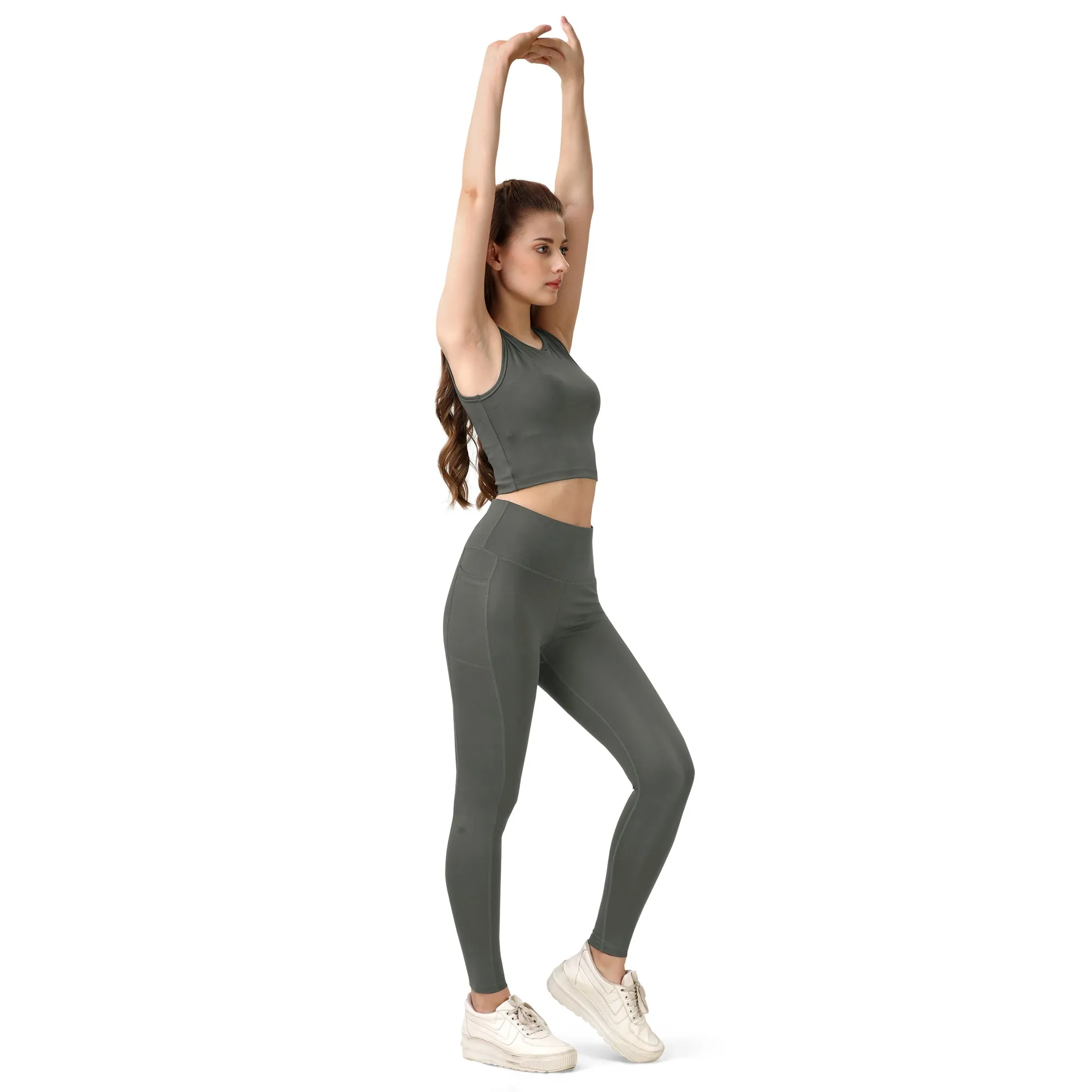Quick-Dry Sleeveless Crop Top & High-Waist Legging Set