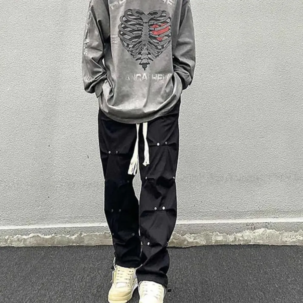 "High Street Rivet Braided Rope" Sweatpants
