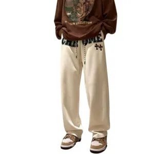 "Loose Letter Embroidered Straight" Sweatpants