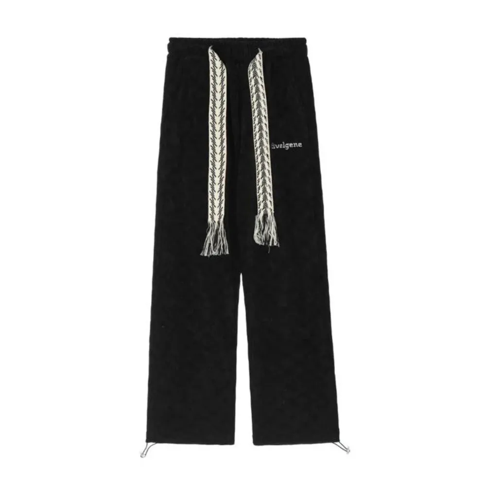 "Retro solid color drawstring" Sweatpants