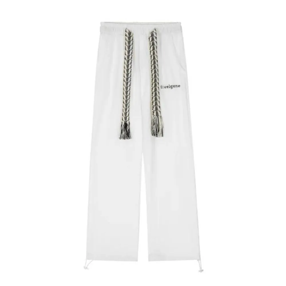 "Retro solid color drawstring" Sweatpants