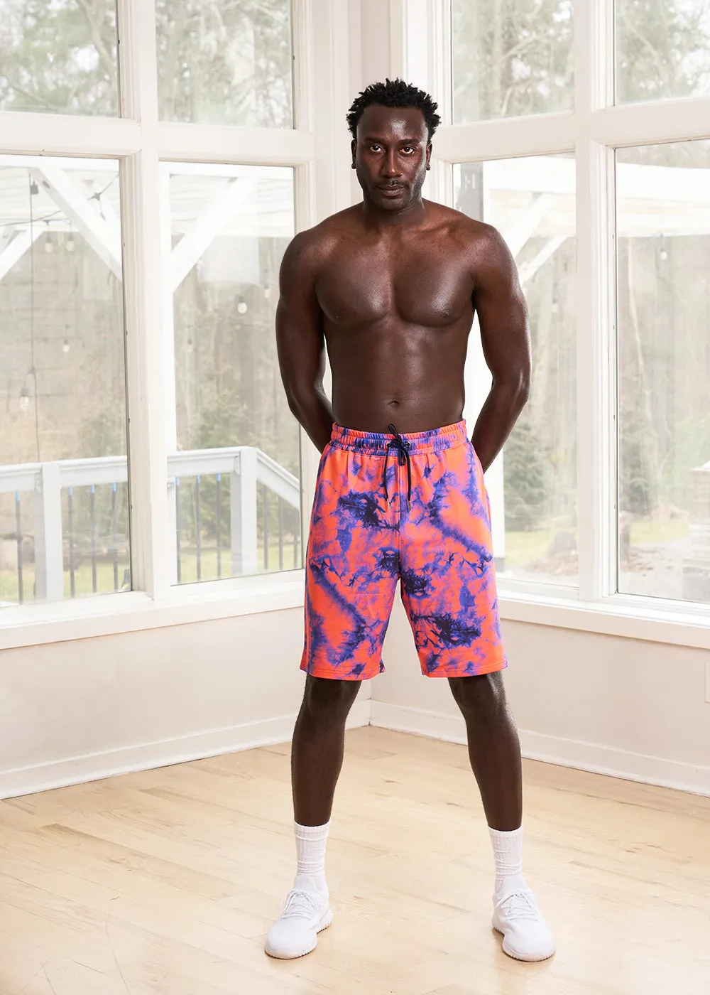 Raimi Men's African Print Shorts (Sunset Tie Dye)- Clearance