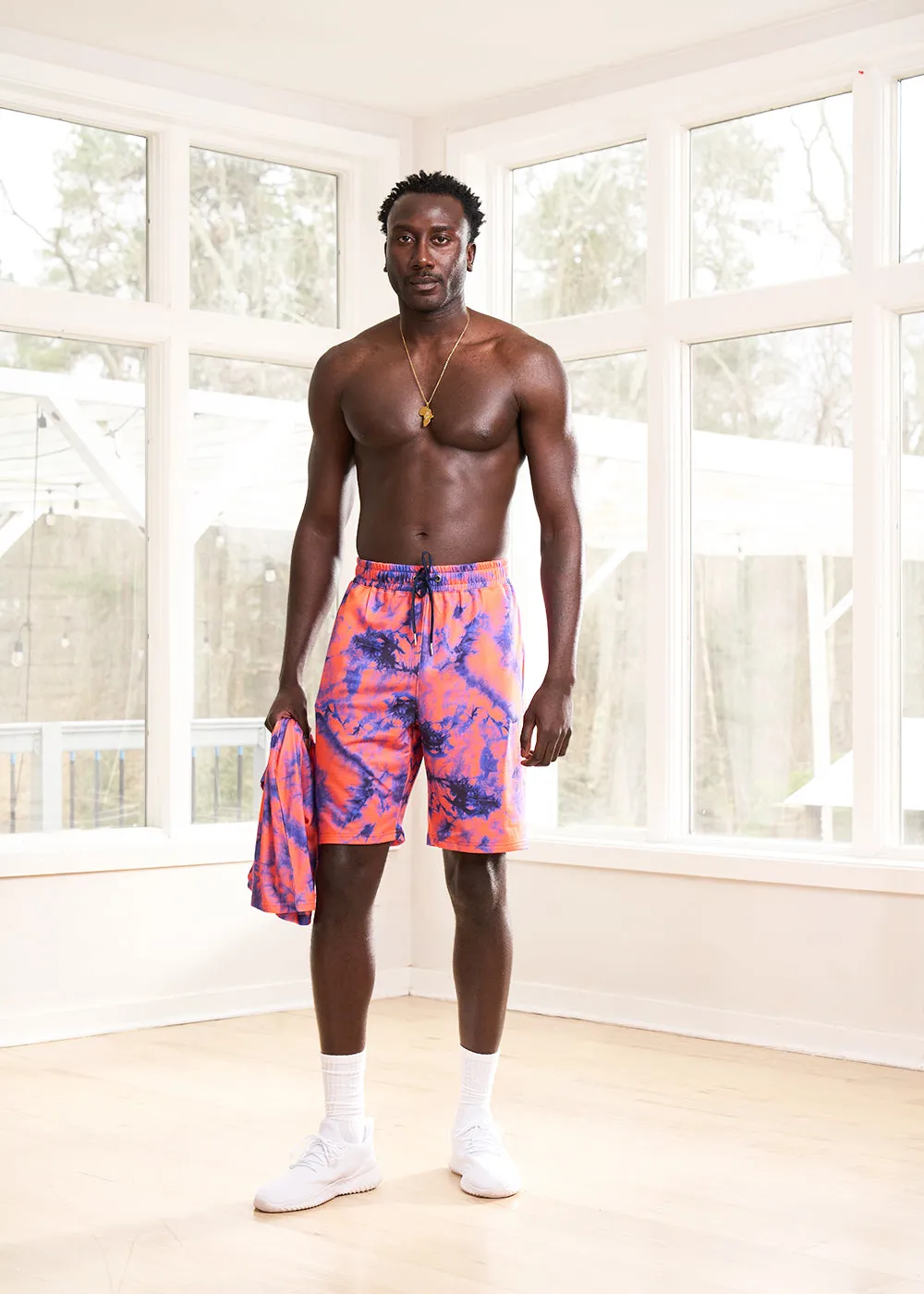 Raimi Men's African Print Shorts (Sunset Tie Dye)- Clearance