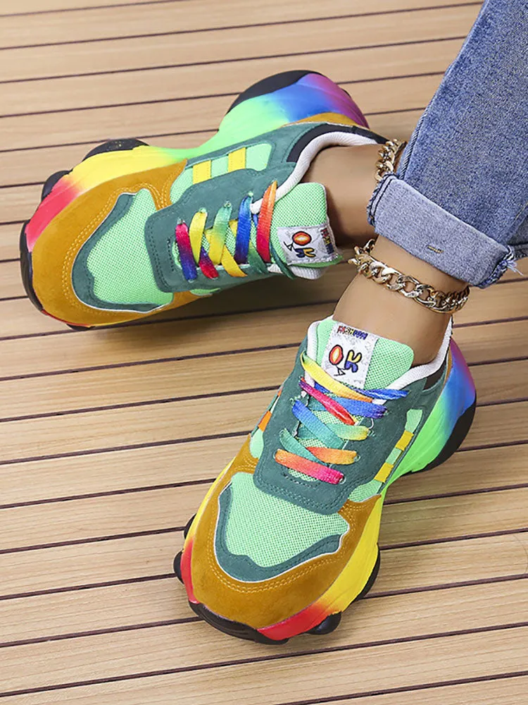 Rainbow Casual Lace-up Sneakers