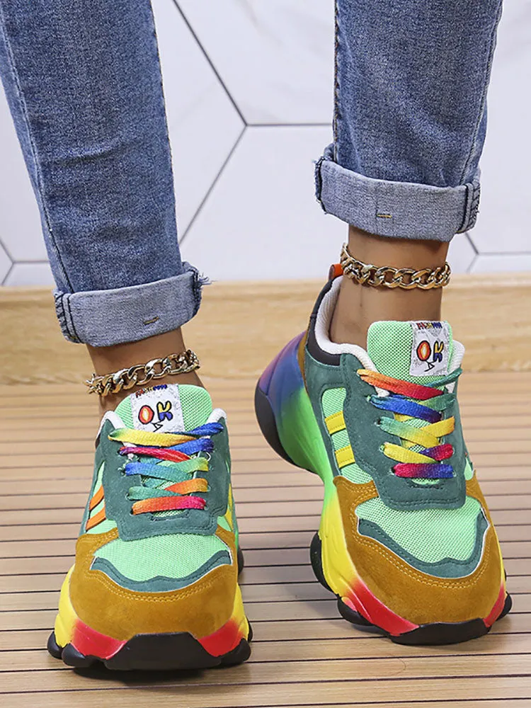 Rainbow Casual Lace-up Sneakers